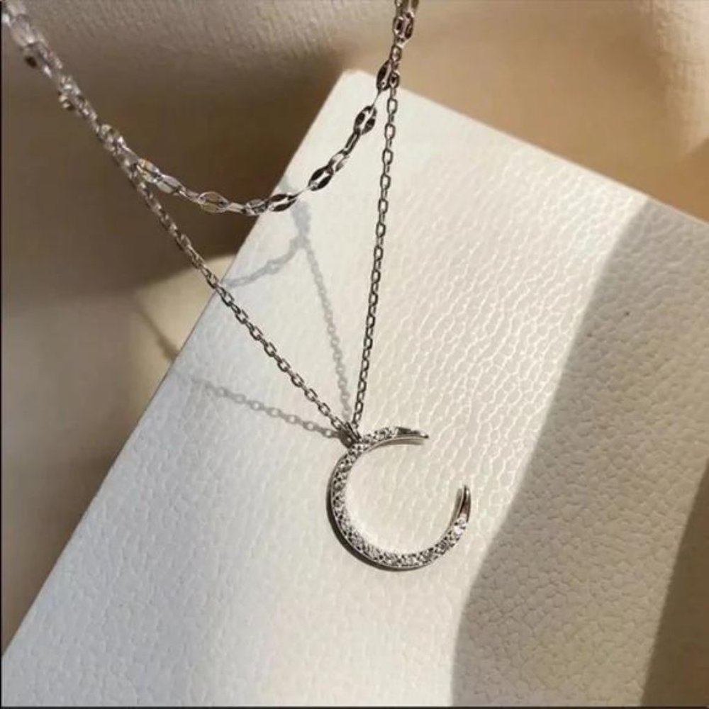 MOON 925 STERLING SILVER NECKLACE, NICE NECKLACE, CUTE NECKLACE - Picture 3 of 3